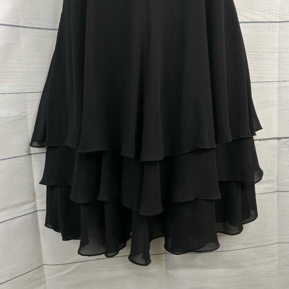 Black Tie Oleg Cassini size Small Silk Beaded Embellished Party Evening Dress - Picture 8 of 11